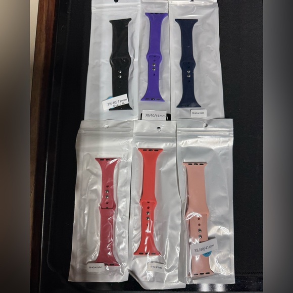 Other - NEW 6 Piece Smartwatch Bands - Black, Purple, Blue, Coral, Red, Pink 38/40/41mm